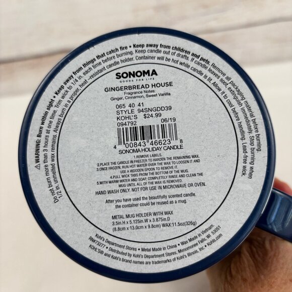 Sonoma Gingerbread House Scented Candle Metal Tin Mug Holiday Mug - Picture 7 of 8